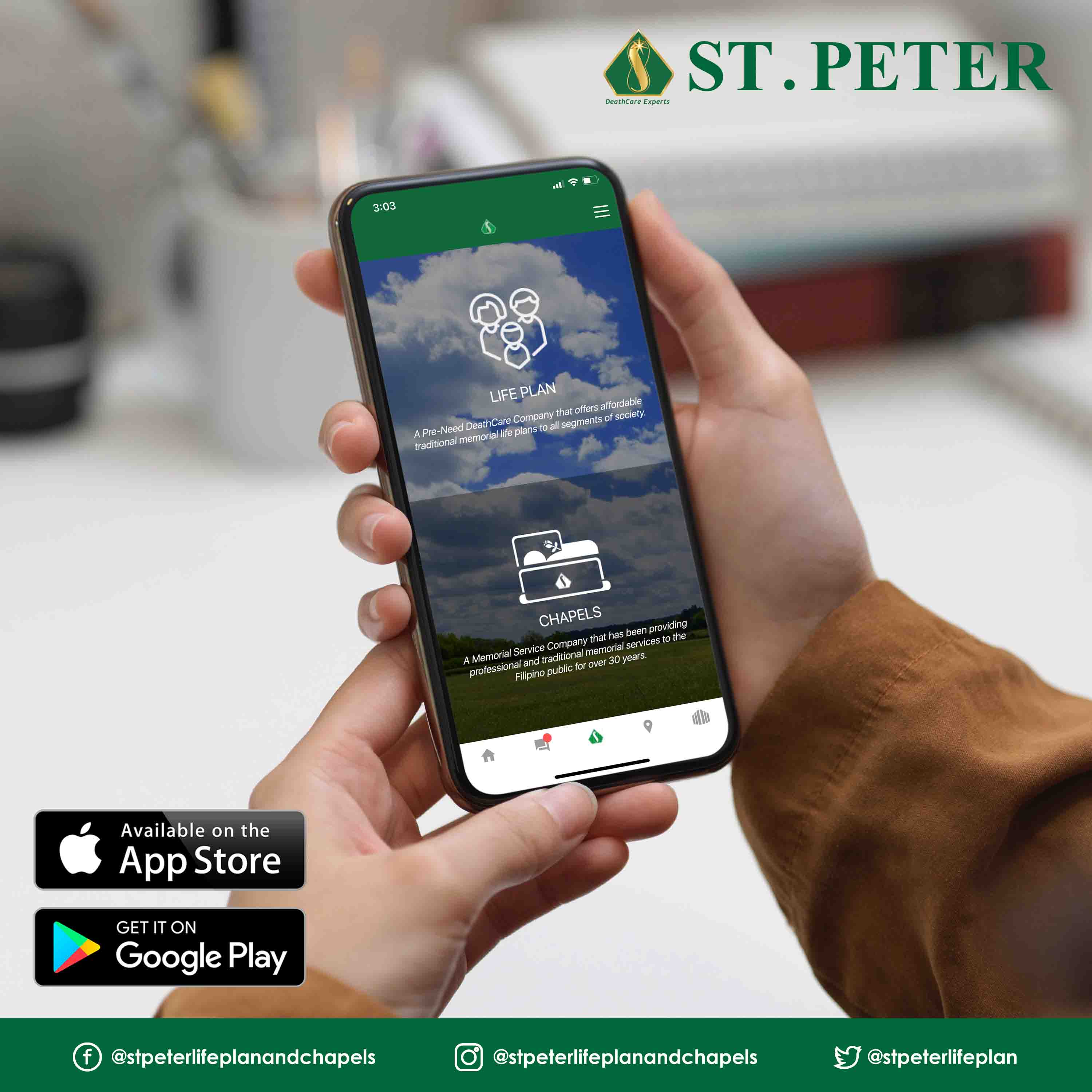 St Peter pre-need life plan philippines app from Google play and Apple app store
